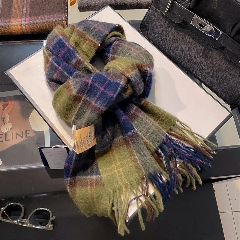 Merivelle Wol Sjaal Dames – Elegante Winter Sjaal van 100% Wol met Schaakbordpatroon