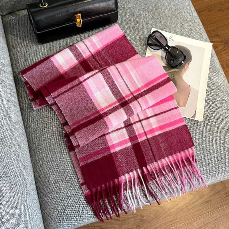 Merivelle Wol Sjaal Dames – Elegante Winter Sjaal van 100% Wol met Schaakbordpatroon