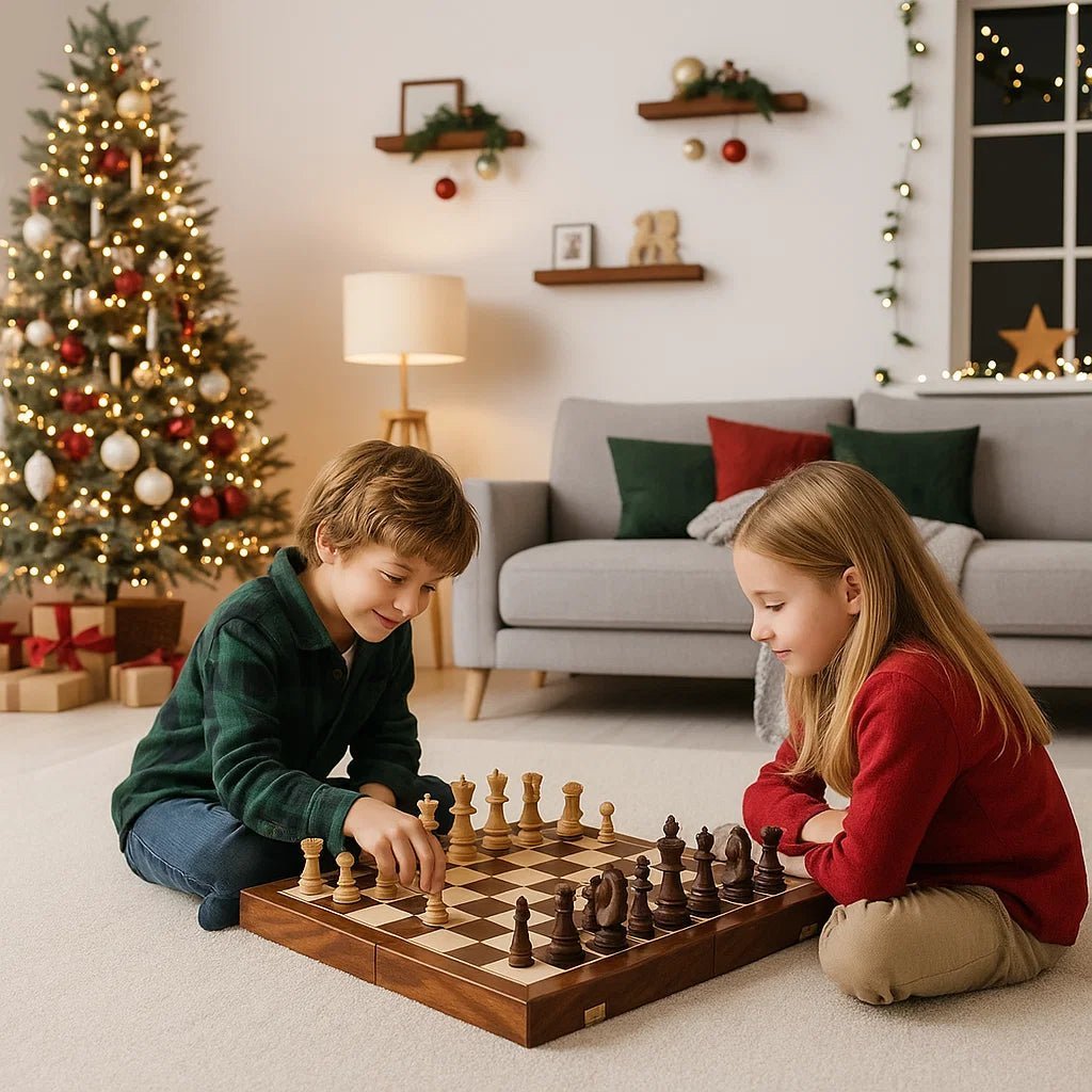 STRATEGIQON – Premium schaakset van hout met klassiek, opvouwbaar walnotenhouten bord