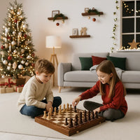STRATEGIQON – Premium schaakset van hout met klassiek, opvouwbaar walnotenhouten bord
