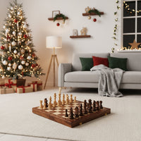 STRATEGIQON – Premium schaakset van hout met klassiek, opvouwbaar walnotenhouten bord