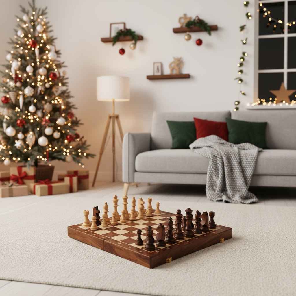 STRATEGIQON – Premium schaakset van hout met klassiek, opvouwbaar walnotenhouten bord