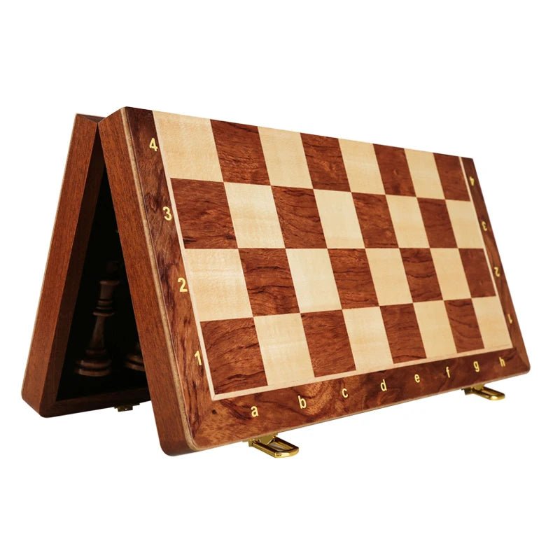 STRATEGIQON – Premium schaakset van hout met klassiek, opvouwbaar walnotenhouten bord