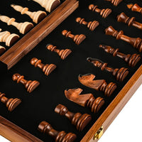 STRATEGIQON – Premium schaakset van hout met klassiek, opvouwbaar walnotenhouten bord