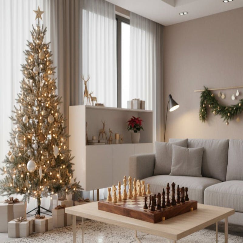 STRATEGIQON – Premium schaakset van hout met klassiek, opvouwbaar walnotenhouten bord