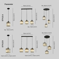 Vina Moderne Cluster Cilinder Glazen Hanglamp, Zwart/Goud