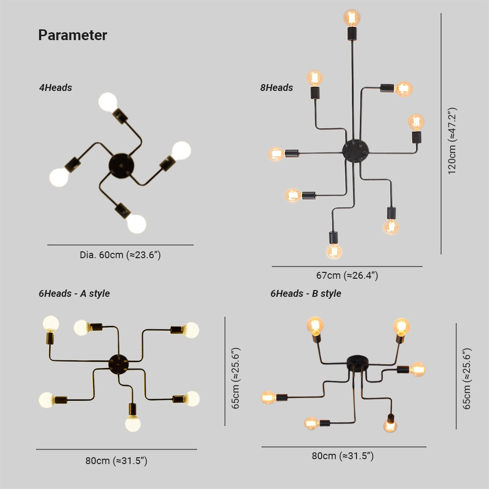 Arisha Vintage Moderne Minimalistische Industriële Zwarte Plafondlamp