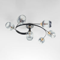 Valentina Flush Mount Plafondlamp, Glas, Zwart/Goud, Eetkamer