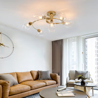Valentina Flush Mount Plafondlamp, Glas, Zwart/Goud, Eetkamer