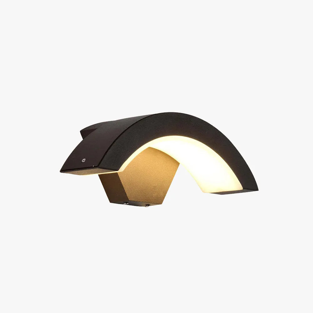Elvon Nordic Arc Waterdichte LED Buiten Wandlamp, Zwart