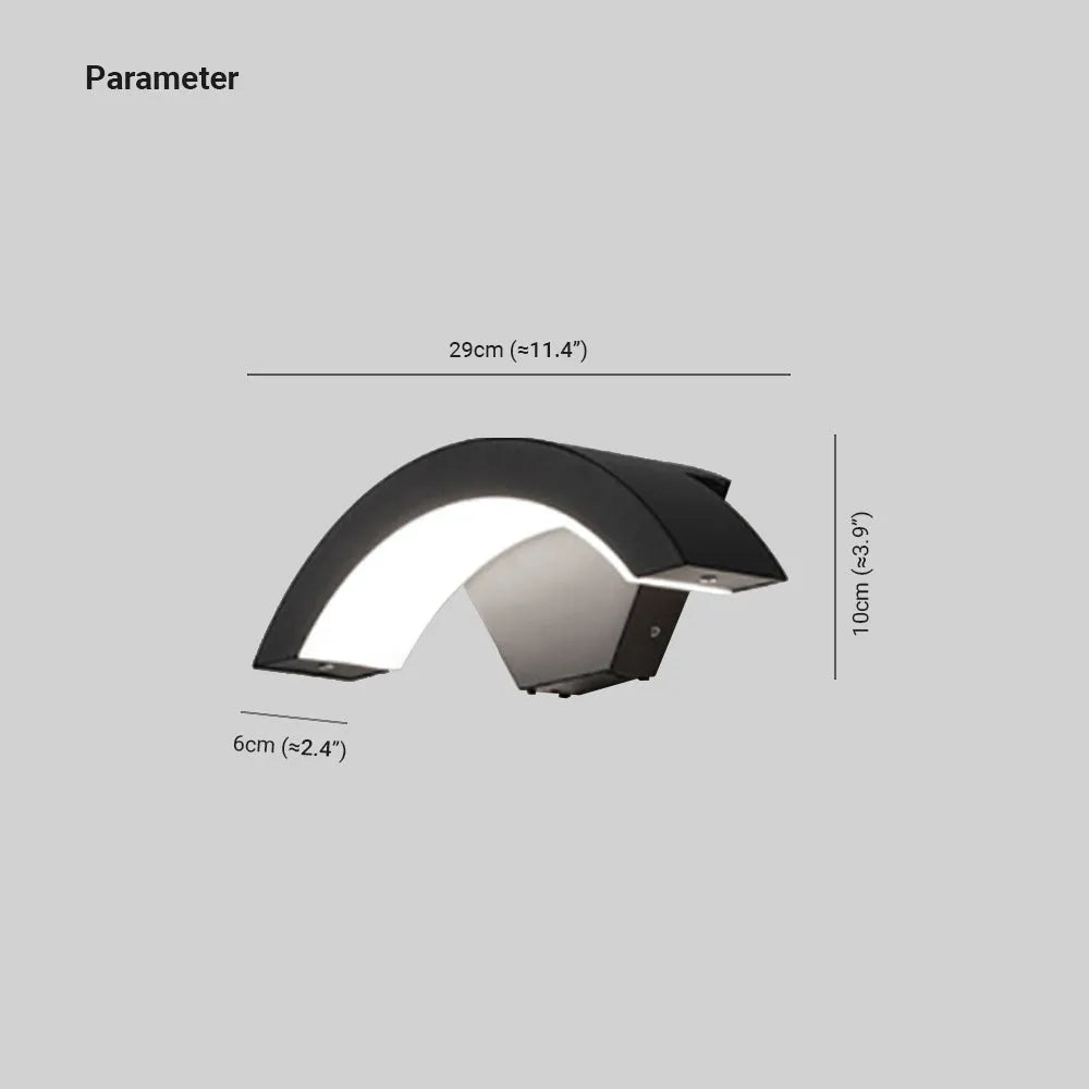Elvon Nordic Arc Waterdichte LED Buiten Wandlamp, Zwart