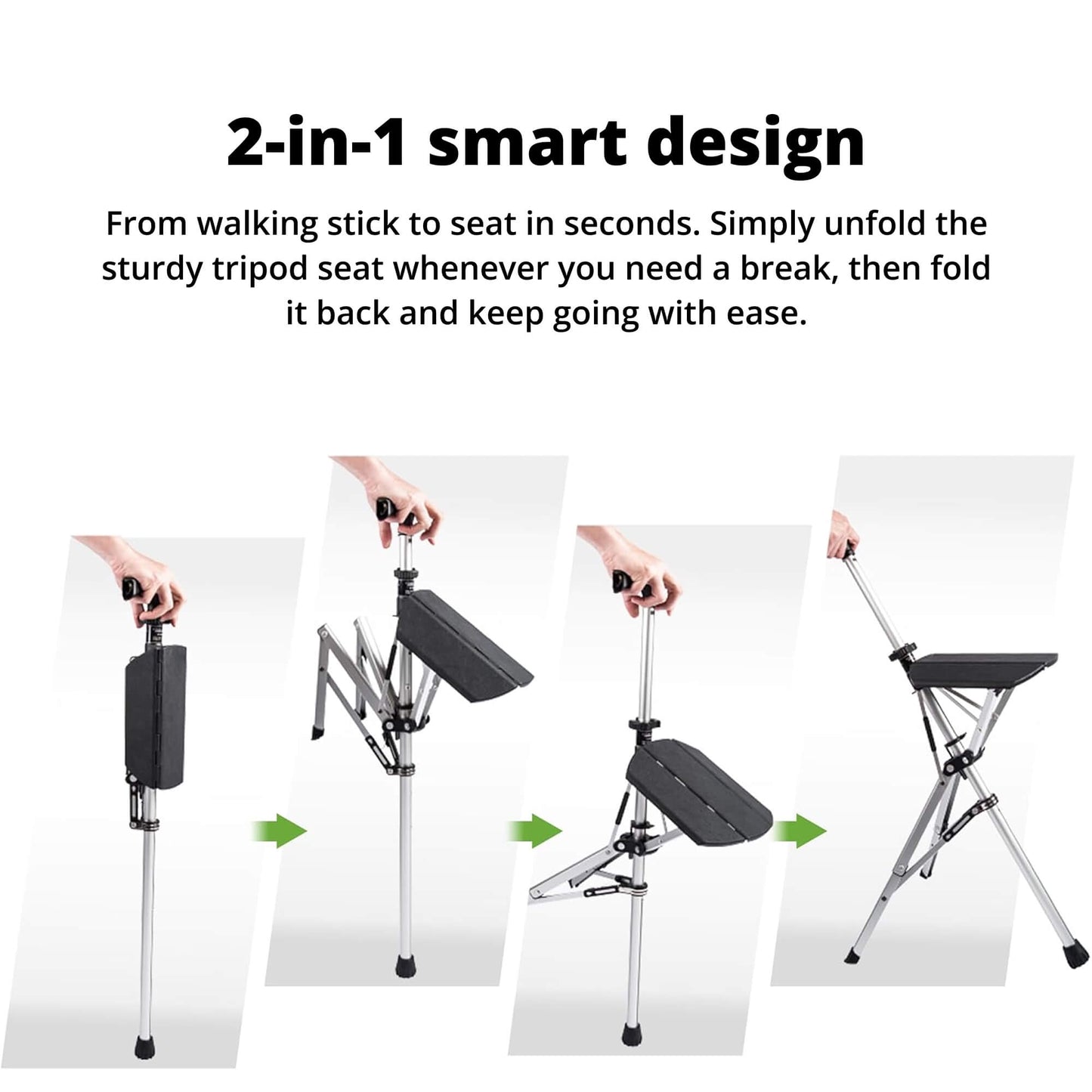 Opvouwbare Wandelstokstoel Met Een Zitting Voor Reizen En Ondersteuning On-The-Go