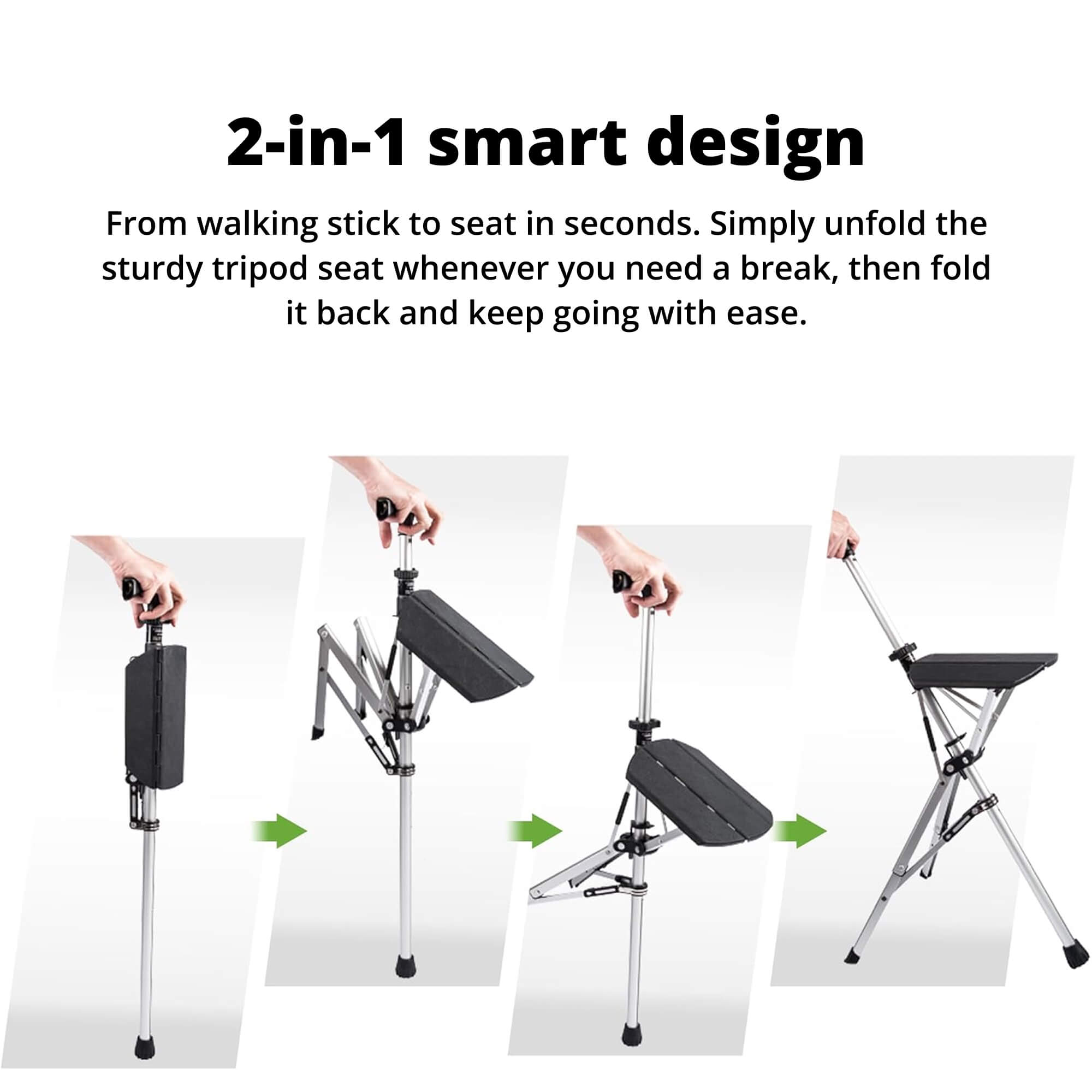 Opvouwbare Wandelstokstoel Met Een Zitting Voor Reizen En Ondersteuning On-The-Go