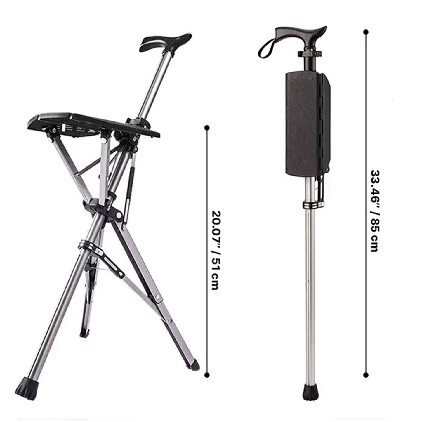 Opvouwbare Wandelstokstoel Met Een Zitting Voor Reizen En Ondersteuning On-The-Go