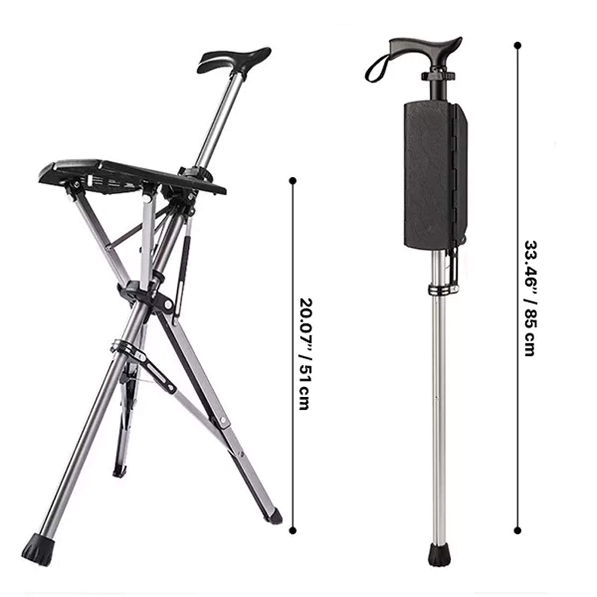 Opvouwbare Wandelstokstoel Met Een Zitting Voor Reizen En Ondersteuning On-The-Go