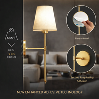 Wandlamp | 3M-kleefmontage | Stoffen lampenkap | 2-pack | LumiStick Duo