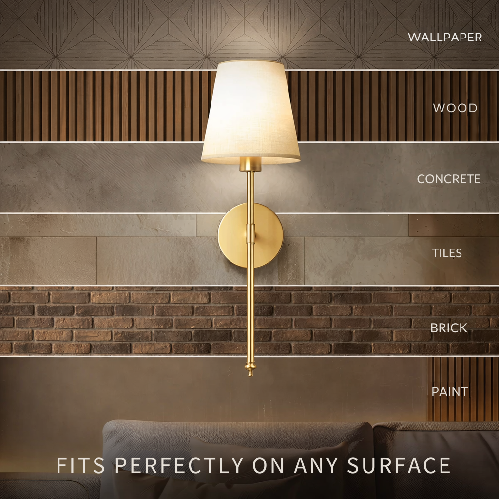Wandlamp | 3M-kleefmontage | Stoffen lampenkap | 2-pack | LumiStick Duo