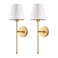 Wandlamp | 3M-kleefmontage | Stoffen lampenkap | 2-pack | LumiStick Duo