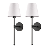 Wandlamp | 3M-kleefmontage | Stoffen lampenkap | 2-pack | LumiStick Duo