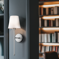 Wandlamp | 3M-kleefmontage | Stoffen lampenkap | 2-pack | LumiStick Duo