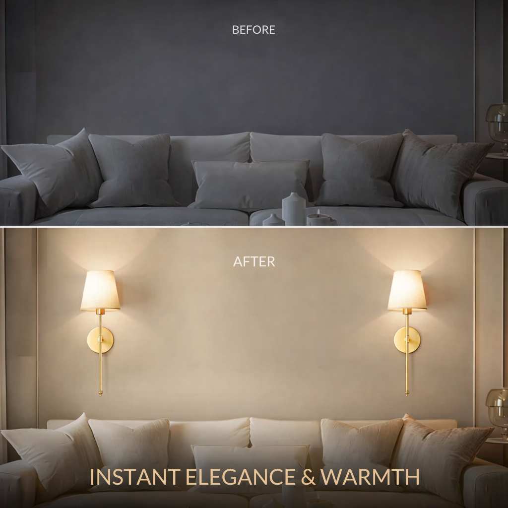 Wandlamp | 3M-kleefmontage | Stoffen lampenkap | 2-pack | LumiStick Duo