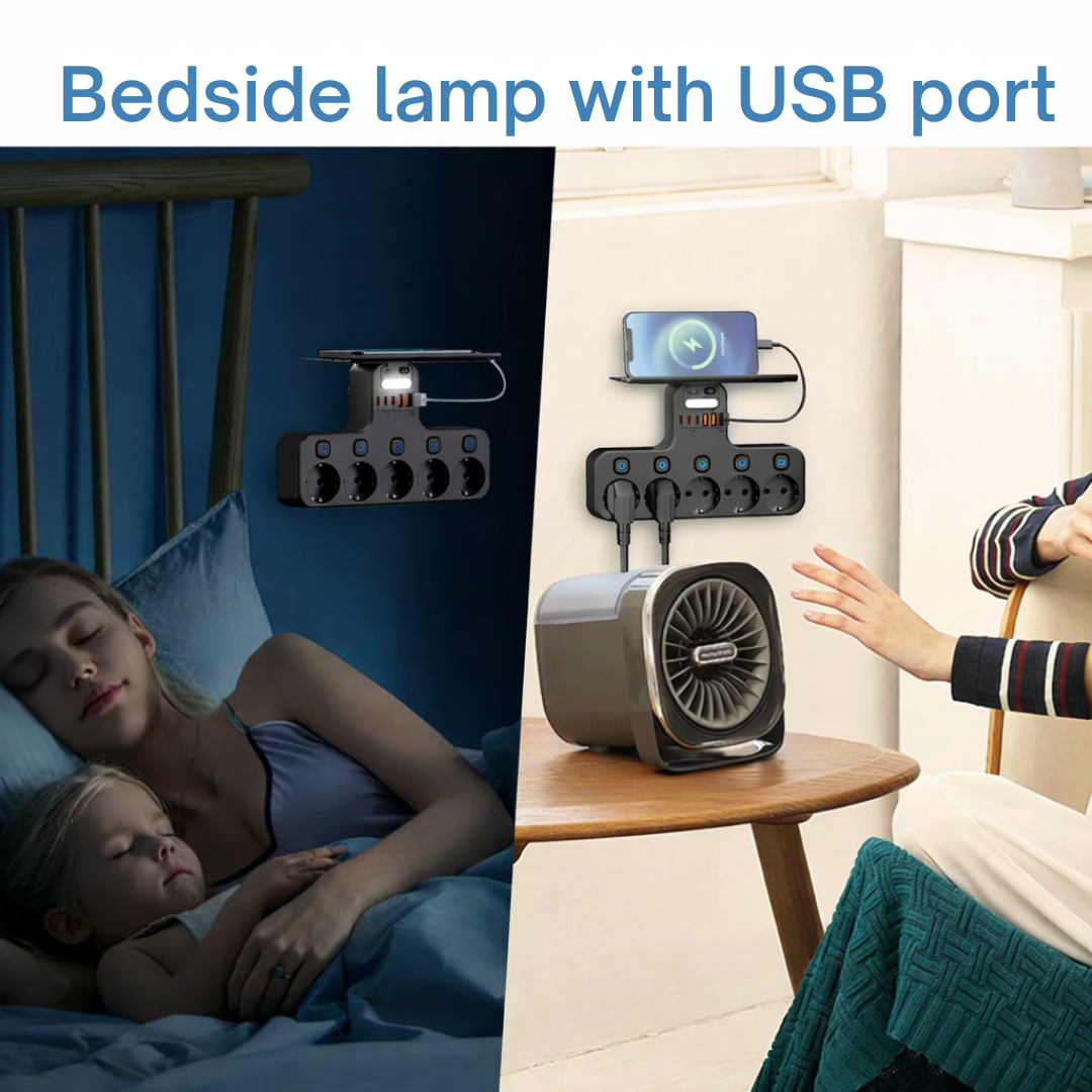 Wandcontactdoos | Individueel schakelbare stopcontacten | USB oplaadpoorten | WallCharge