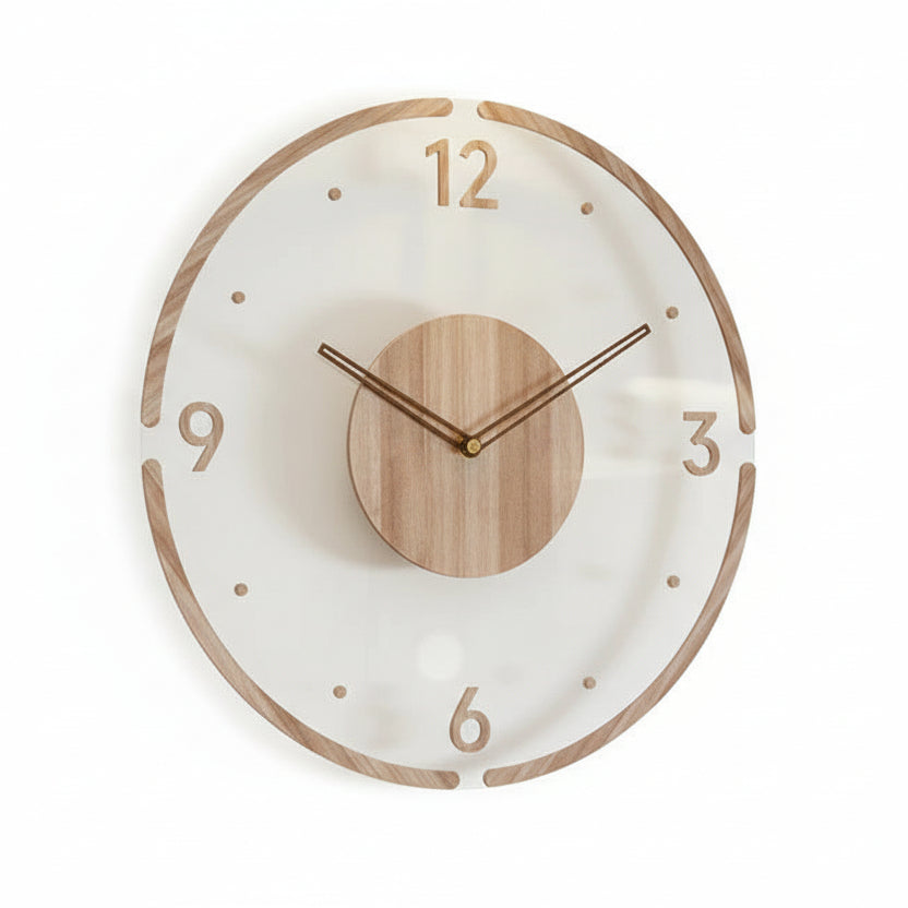 NORDIC CLOCK – Geluidsloze wandklok van hout in minimalistisch design