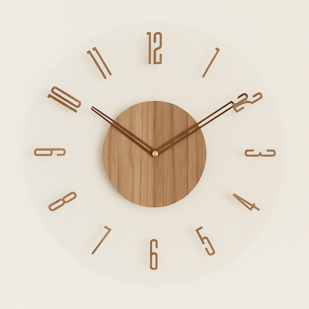 NORDIC CLOCK – Geluidsloze wandklok van hout in minimalistisch design