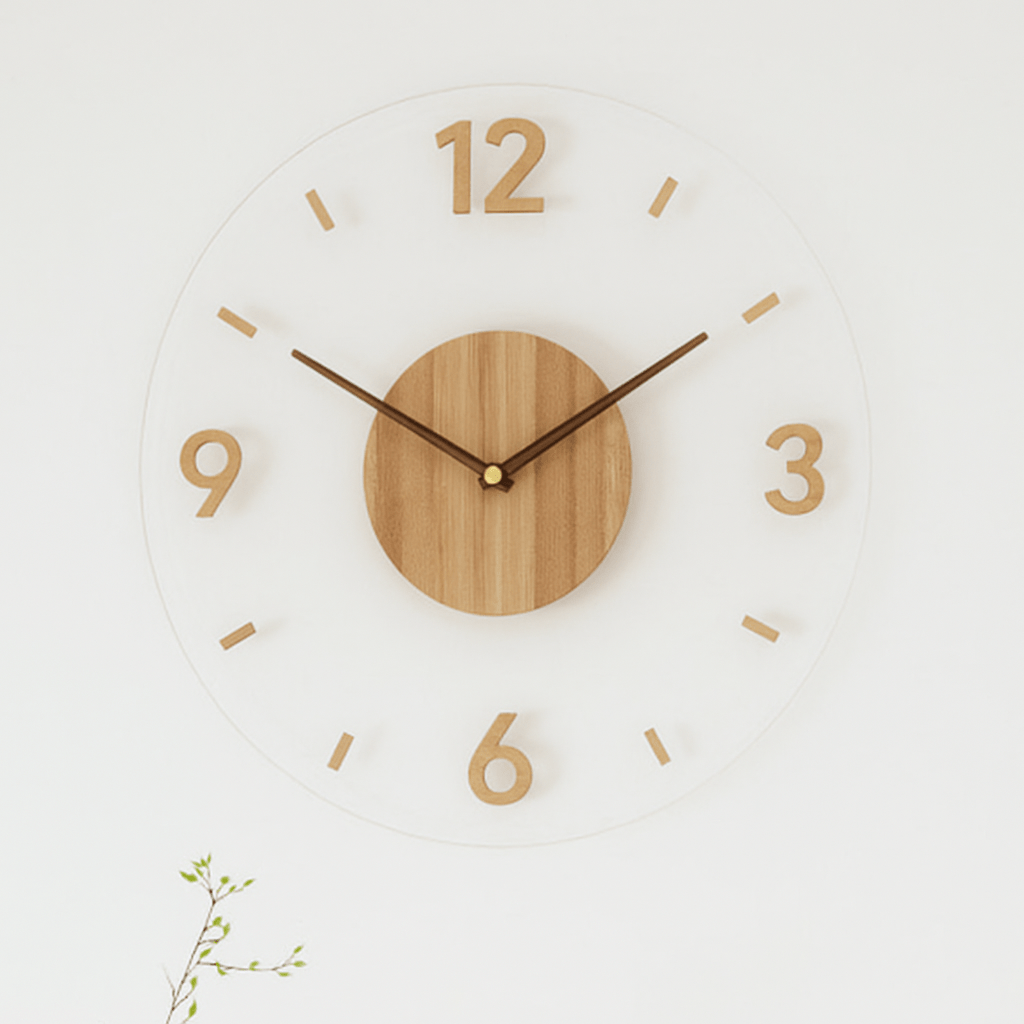 NORDIC CLOCK – Geluidsloze wandklok van hout in minimalistisch design