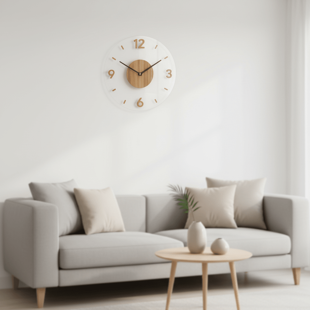 NORDIC CLOCK – Geluidsloze wandklok van hout in minimalistisch design