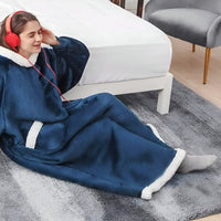 WarmWrap-hoodiedeken – Pluche flanellen trui in oversized model met zak
