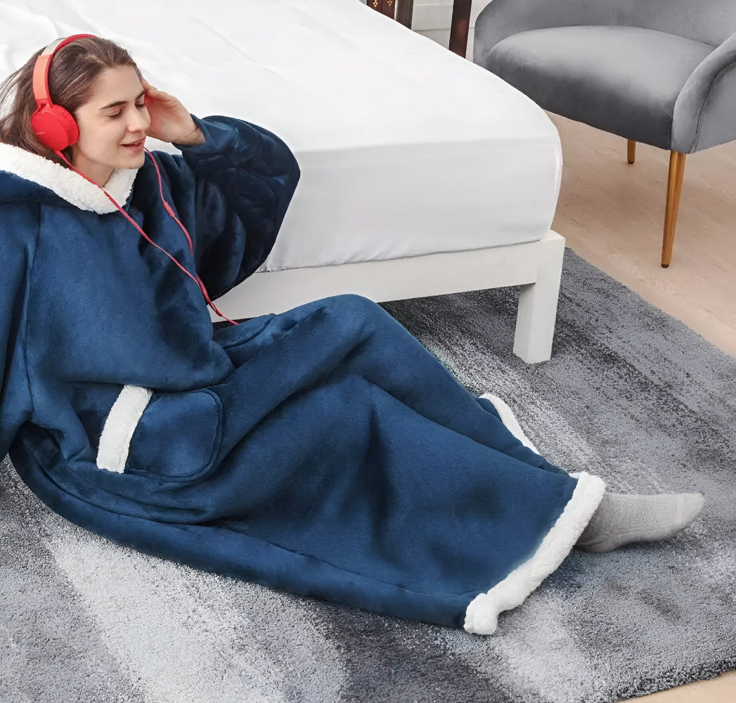 WarmWrap-hoodiedeken – Pluche flanellen trui in oversized model met zak