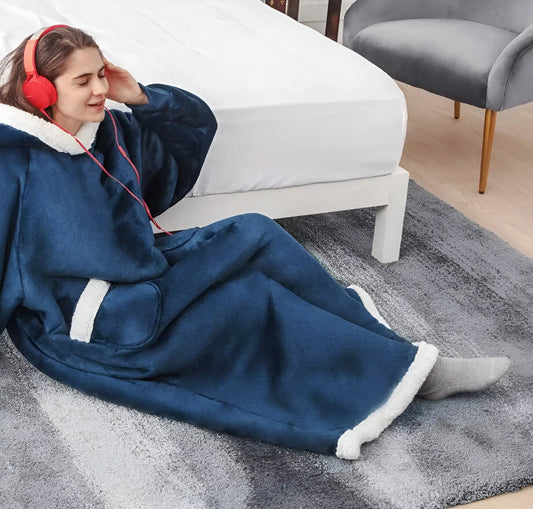WarmWrap-hoodiedeken – Pluche flanellen trui in oversized model met zak