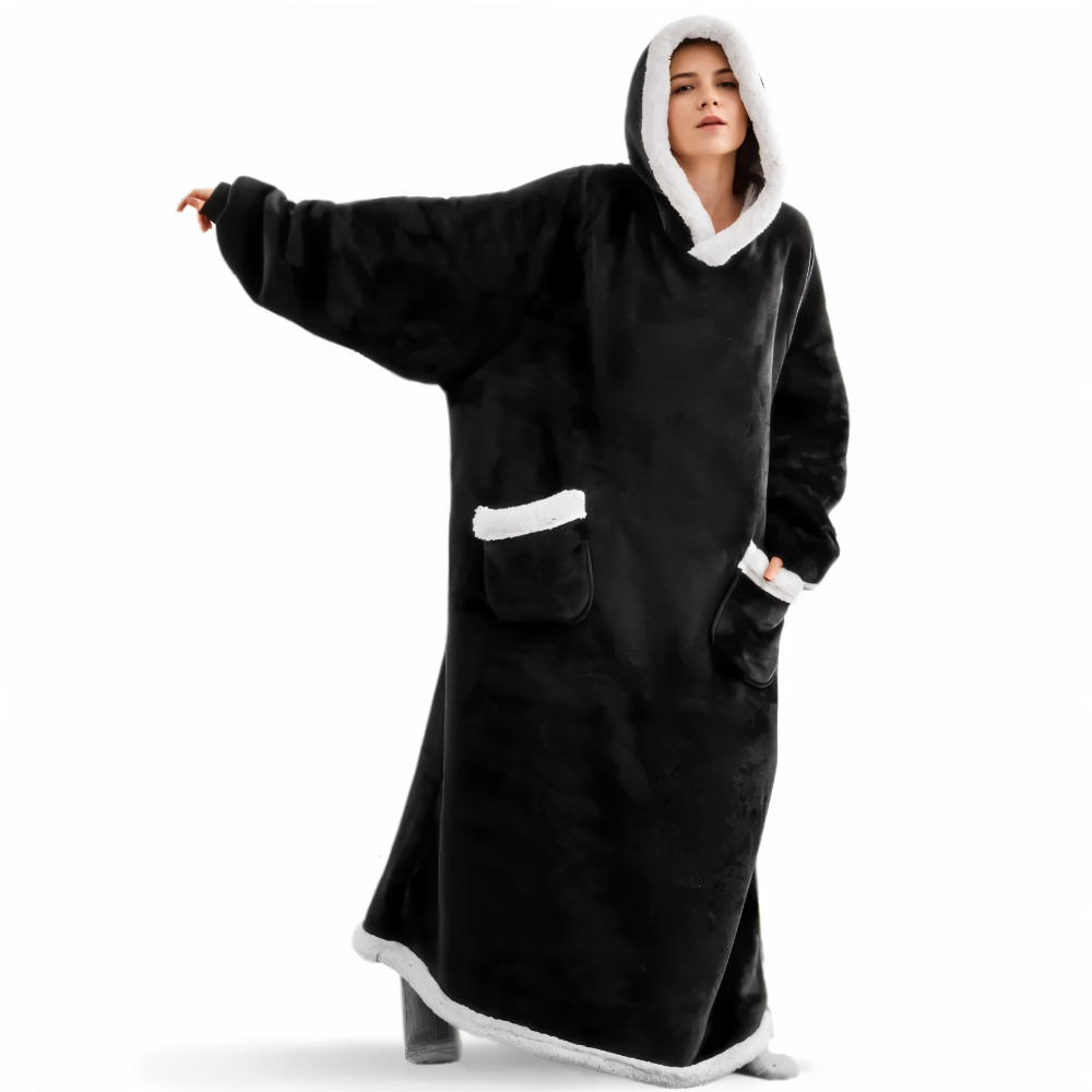 WarmWrap-hoodiedeken – Pluche flanellen trui in oversized model met zak