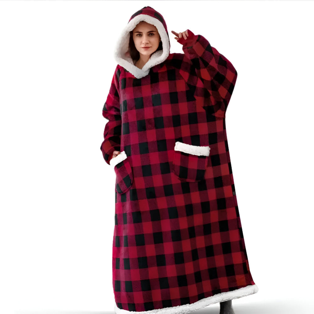 WarmWrap-hoodiedeken – Pluche flanellen trui in oversized model met zak