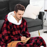 WarmWrap-hoodiedeken – Pluche flanellen trui in oversized model met zak