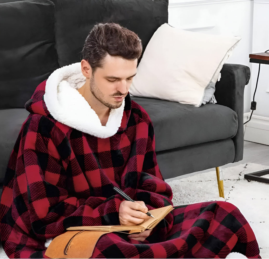 WarmWrap-hoodiedeken – Pluche flanellen trui in oversized model met zak