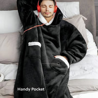 WarmWrap-hoodiedeken – Pluche flanellen trui in oversized model met zak