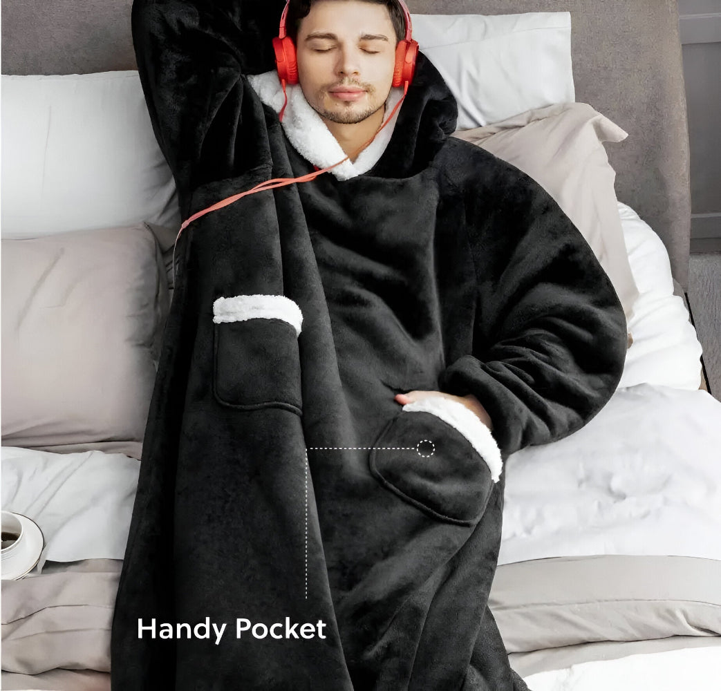 WarmWrap-hoodiedeken – Pluche flanellen trui in oversized model met zak