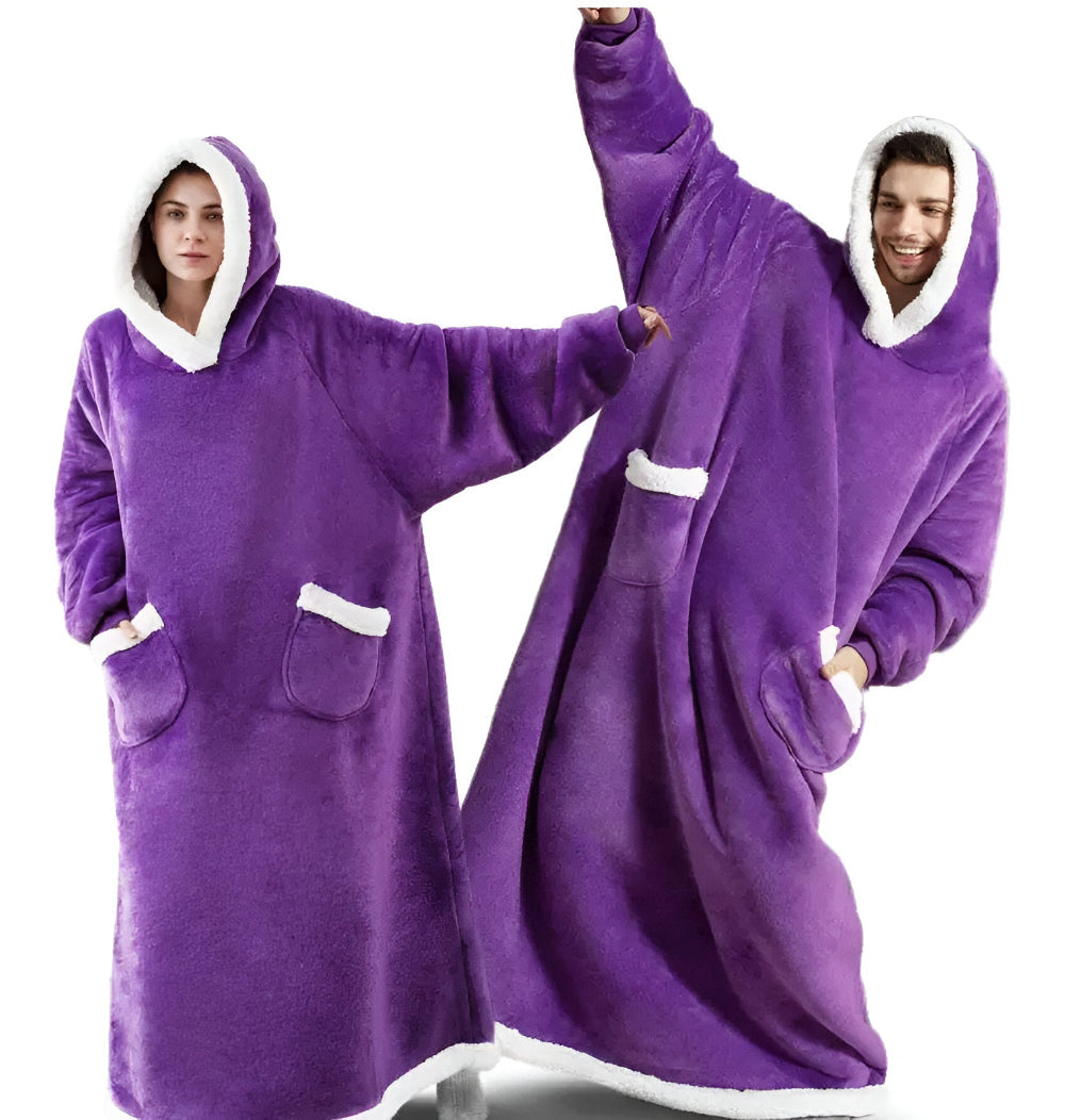 WarmWrap-hoodiedeken – Pluche flanellen trui in oversized model met zak