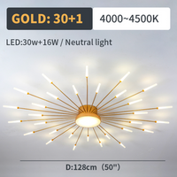 Wesley Plafondlamp Vuurwerk Lineair Modern Zwart/Goud