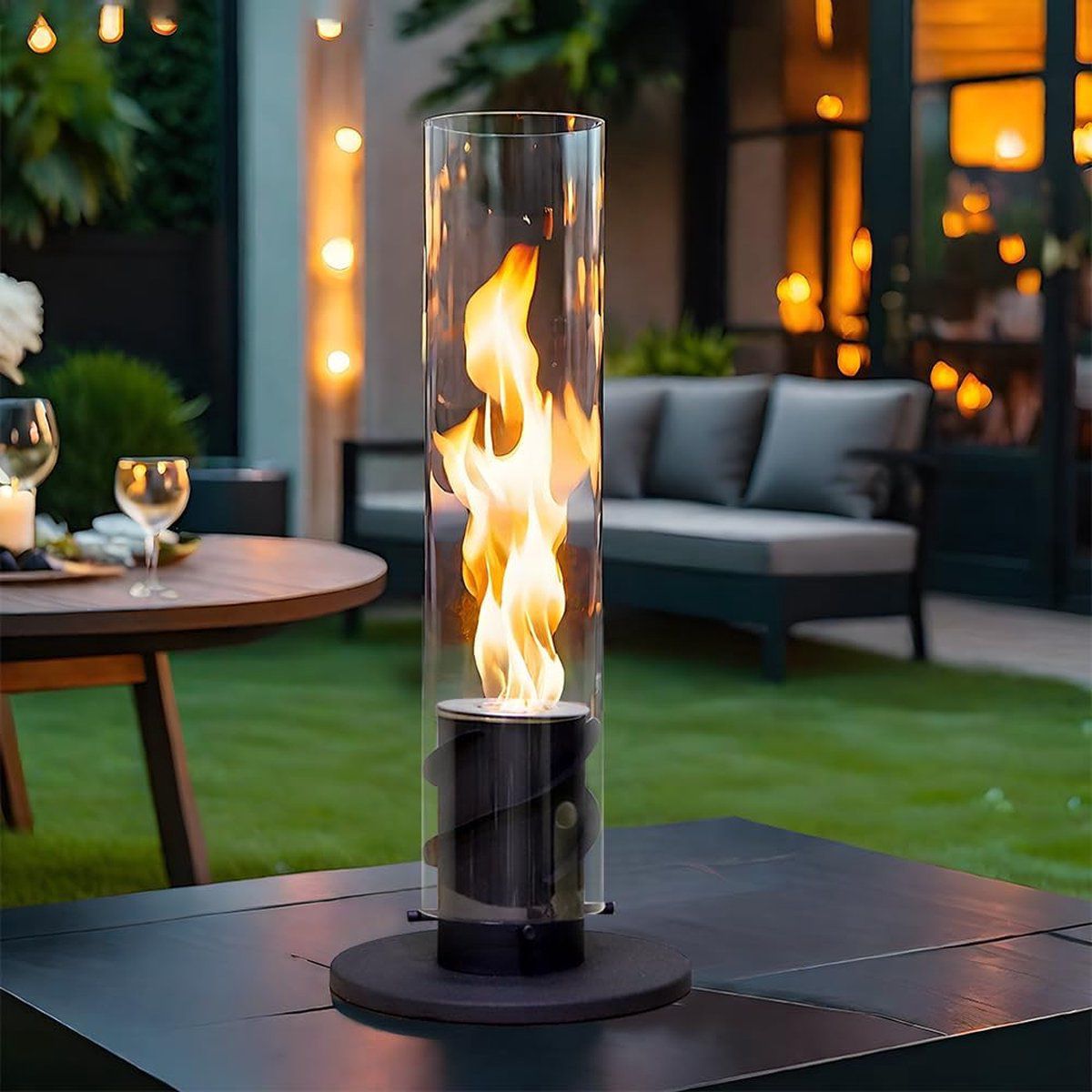 FlameGlow - Moderne tafelhaard met verstelbare vlammen voor een gezellige sfeer