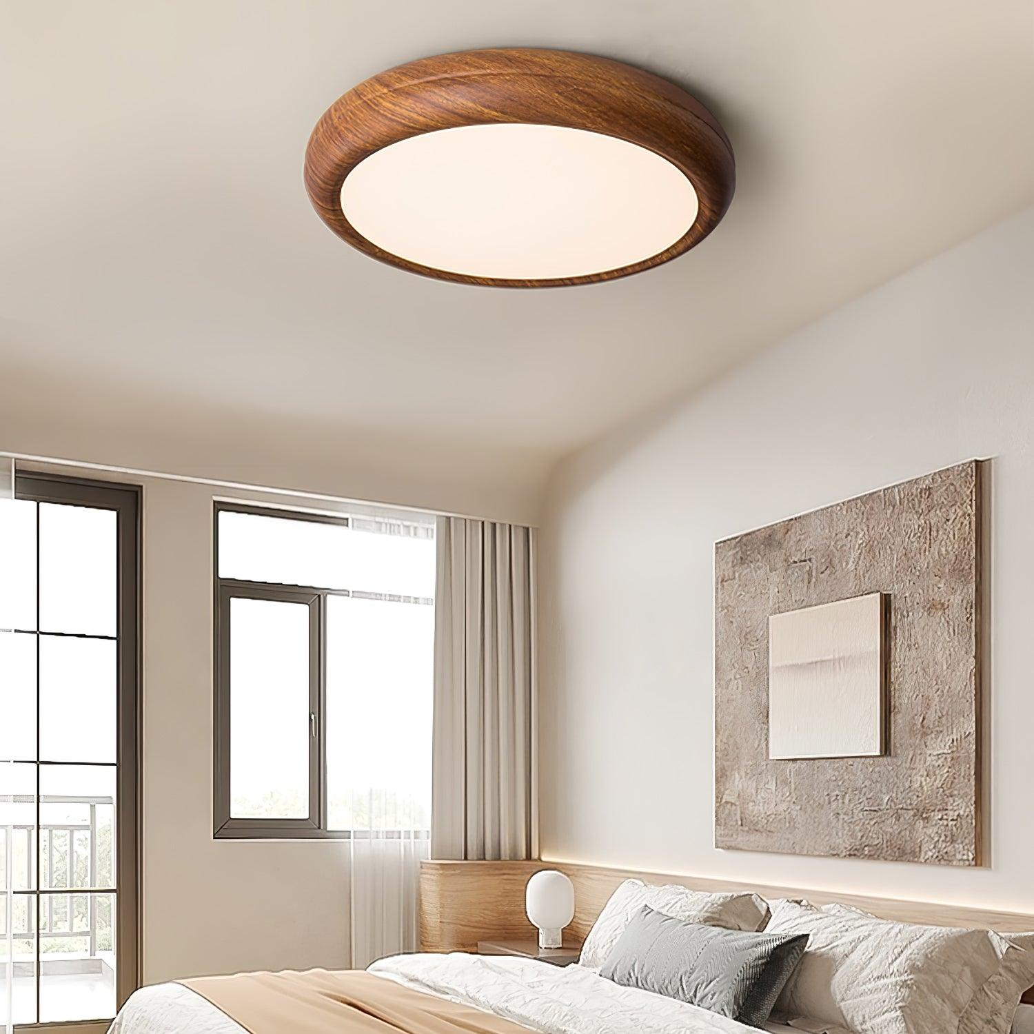 Houten Ronde Plafondlamp