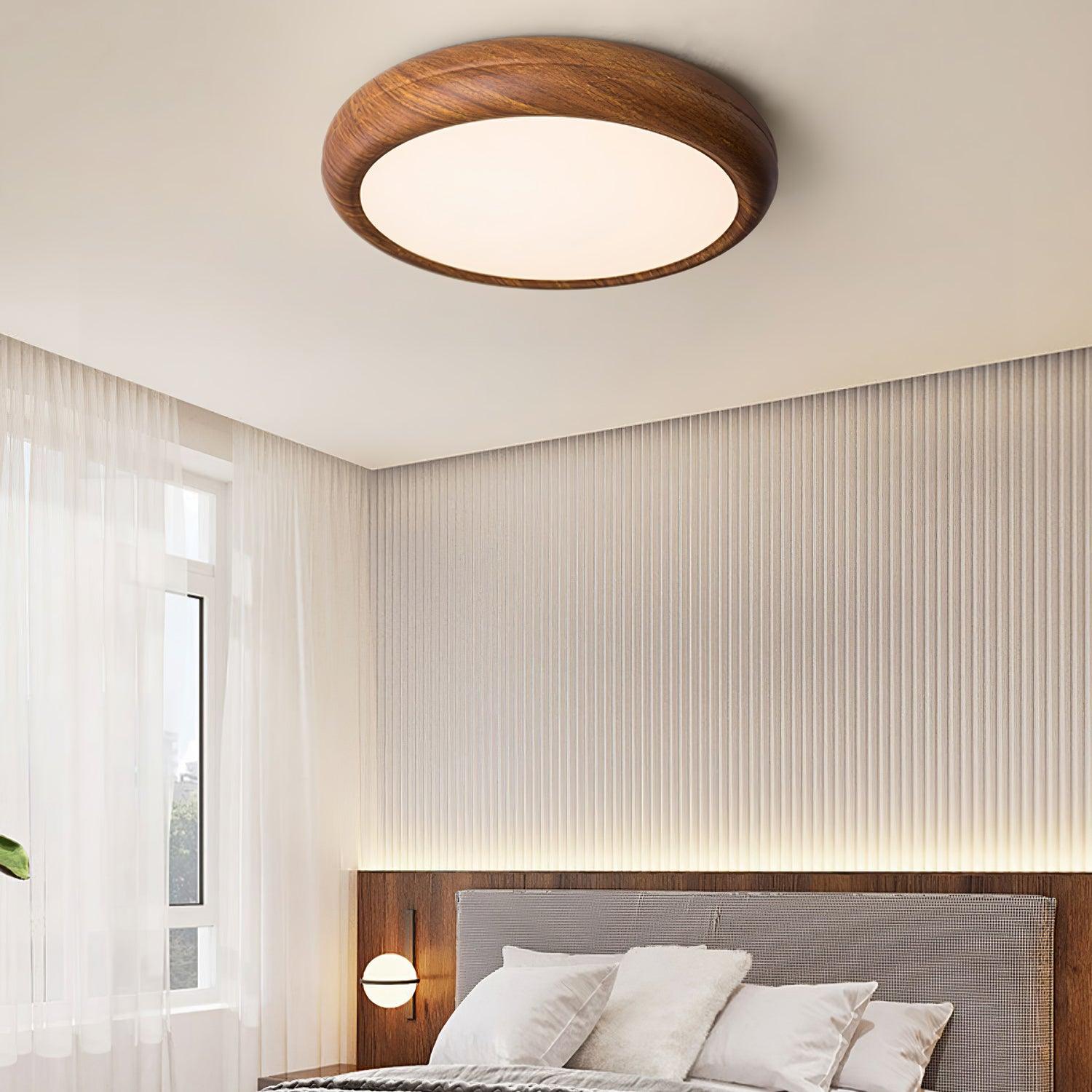 Houten Ronde Plafondlamp
