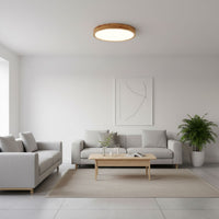 Moderne Noordse Ronde Houten LED Plafondlamp 1-Licht