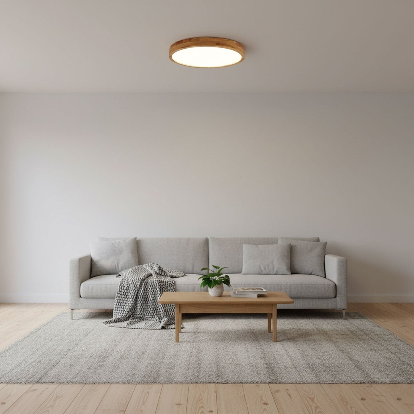 Moderne Noordse Ronde Houten LED Plafondlamp 1-Licht