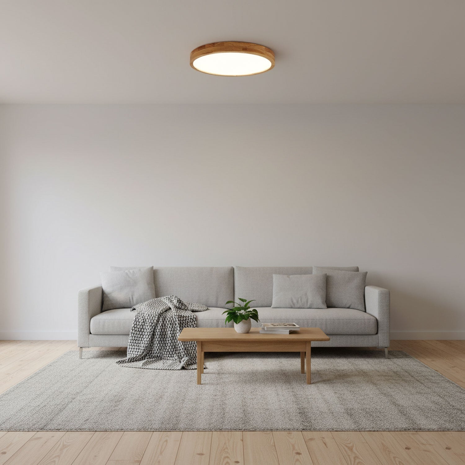 Moderne Noordse Ronde Houten LED Plafondlamp 1-Licht
