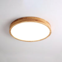Moderne Noordse Ronde Houten LED Plafondlamp 1-Licht