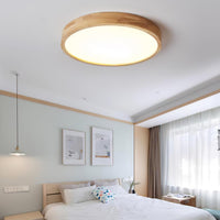 Moderne Noordse Ronde Houten LED Plafondlamp 1-Licht