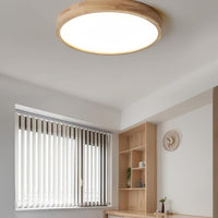 Moderne Noordse Ronde Houten LED Plafondlamp 1-Licht